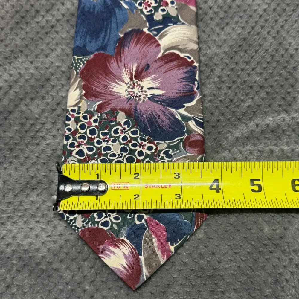 Fraser Thomson & Sons Mens Floral Tie Burgundy Navy Blue Grey Wide 3.75in